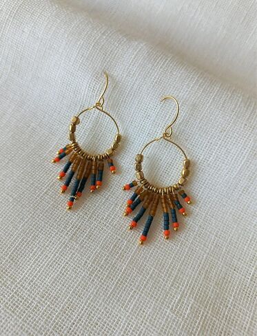 HANDMADE Boho beaded hoop earrings for women Turkish beaded earrings Lightweight bohemian earrings Tribal jewelry Gift for her in Saudi Arabia