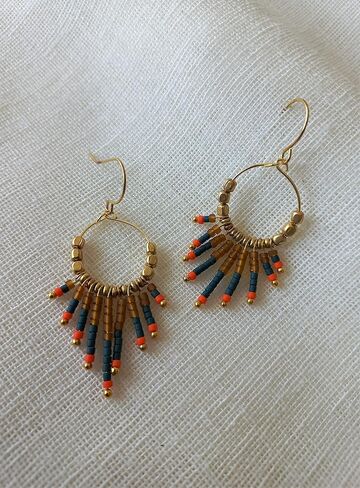 HANDMADE Boho beaded hoop earrings for women Turkish beaded earrings Lightweight bohemian earrings Tribal jewelry Gift for her in Saudi Arabia