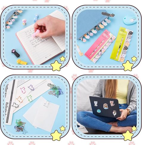 مجموعة قرطاسية Kawaii من Kogcmetl مكونة من 405 قطعة من اللوازم المدرسية اللطيفة تتضمن مقلمة على شكل قطة وأقلام حبر هلامية ومشابك ورقية وملصقات وممحاة لمحبي القطط والأطفال والنساء والبنات والمكتب المدرسي in Kuwait