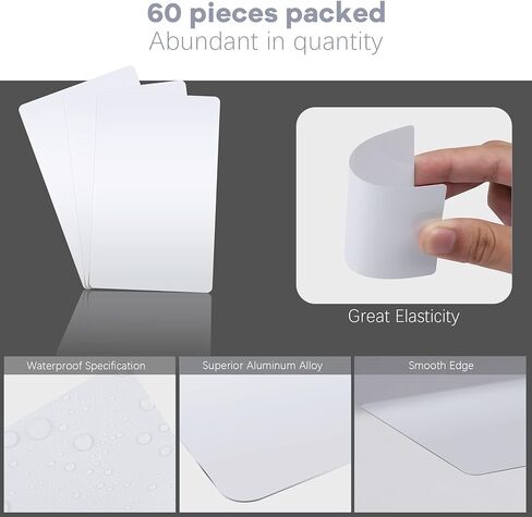 ADXCO 120 قطعة من بطاقات العمل المعدنية التسامي لسمك نقش مخصص 0.22 مم بطاقة اسم فارغة من الألومنيوم للأعمال المكتبية بطاقة هدايا احتفالية فارغة للطباعة، 3.4 × 2.1 بوصة in Kuwait