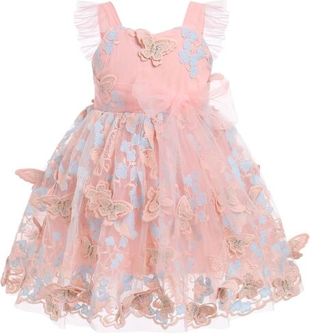 Toddler Baby Girl Butterfly Dress Princess Embroidered Flutter Sleeve Pageant Wedding Birthday Tulle Tutu Dress in Saudi Arabia