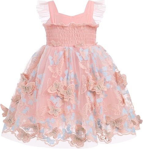Toddler Baby Girl Butterfly Dress Princess Embroidered Flutter Sleeve Pageant Wedding Birthday Tulle Tutu Dress in Saudi Arabia