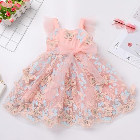 Toddler Baby Girl Butterfly Dress Princess Embroidered Flutter Sleeve Pageant Wedding Birthday Tulle Tutu Dress in Saudi Arabia