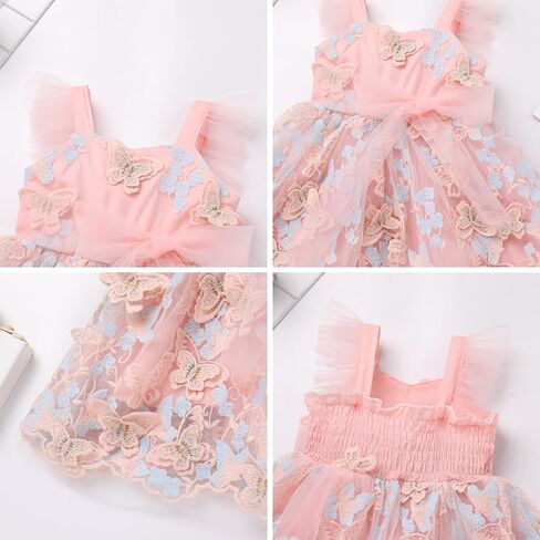 Toddler Baby Girl Butterfly Dress Princess Embroidered Flutter Sleeve Pageant Wedding Birthday Tulle Tutu Dress in Saudi Arabia