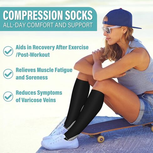 Aidexnba Compression Socks for Women & Men (3 Pairs) 15-20 mmHg is Best Support for Nurses, Running, Travel in Saudi Arabia
