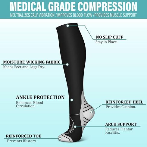 Aidexnba Compression Socks for Women & Men (3 Pairs) 15-20 mmHg is Best Support for Nurses, Running, Travel in Saudi Arabia
