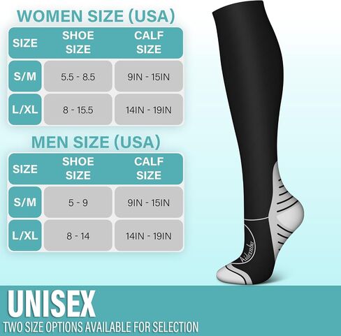 Aidexnba Compression Socks for Women & Men (3 Pairs) 15-20 mmHg is Best Support for Nurses, Running, Travel in Saudi Arabia