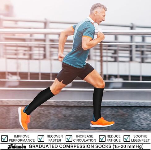 Aidexnba Compression Socks for Women & Men (3 Pairs) 15-20 mmHg is Best Support for Nurses, Running, Travel in Saudi Arabia