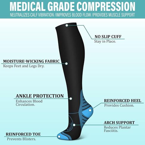 Aidexnba Compression Socks for Women & Men (3 Pairs) 15-20 mmHg is Best Support for Nurses, Running, Travel in Saudi Arabia