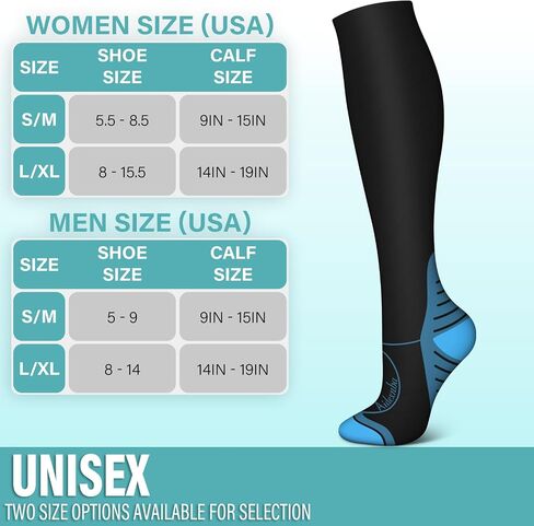 Aidexnba Compression Socks for Women & Men (3 Pairs) 15-20 mmHg is Best Support for Nurses, Running, Travel in Saudi Arabia
