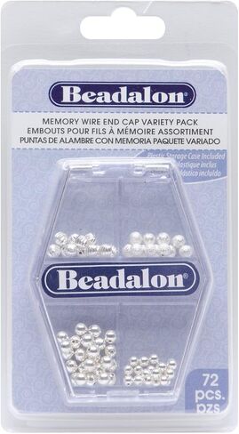 Beadalon Memory Wire Endcap Variety Pack 72/Pkg-Silver in Saudi Arabia