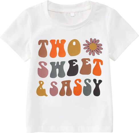 AG AGUU Two Sweet and Sassy Birthday Shirts Toddler Baby Girls 2nd Birthday Outfits Tees T-Shirt Party Tops 2 Years Old in Saudi Arabia