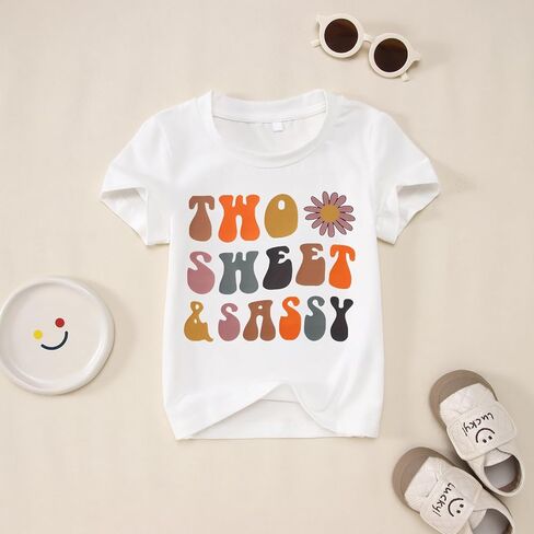 AG AGUU Two Sweet and Sassy Birthday Shirts Toddler Baby Girls 2nd Birthday Outfits Tees T-Shirt Party Tops 2 Years Old in Saudi Arabia