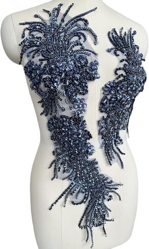 رقع تزيين لامعة مصنوعة يدويًا من الدانتيل بأحجار الراين مع خرز الخياطة وأحجار الأكريليك لإكسسوارات الملابس (أحمر) in Kuwait