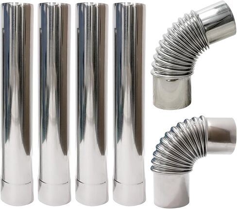 Stove Pipe Set for Camping 4 Stove Pipe 2.36"x14.2" with 45 Degree and 90 Degree Elbow Pipe TAISOCA Tent Stove Pipe for Vent Smoke in Kuwait