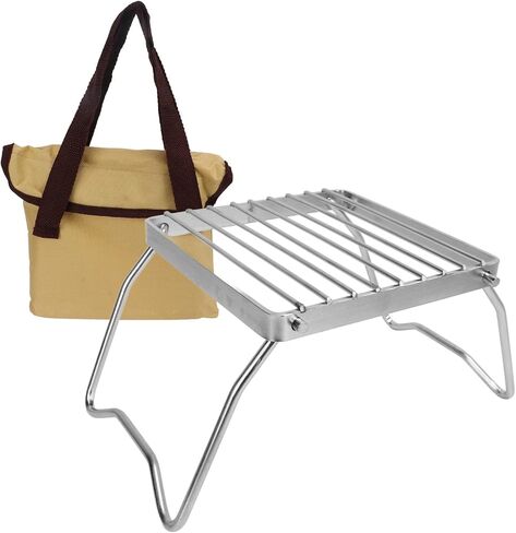 شواية نار المخيمات القابلة للطي من VTOSEN، رف طبخ نار المخيم من الفولاذ المقاوم للصدأ، رف شبكي لموقد التخييم قابل للطي مع حقيبة، معدات طبخ متعددة الاستخدامات للشواء والنزهة والتخييم وحقائب الظهر in Kuwait