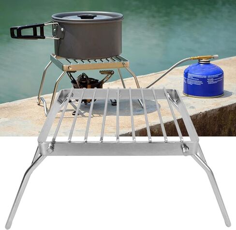 شواية نار المخيمات القابلة للطي من VTOSEN، رف طبخ نار المخيم من الفولاذ المقاوم للصدأ، رف شبكي لموقد التخييم قابل للطي مع حقيبة، معدات طبخ متعددة الاستخدامات للشواء والنزهة والتخييم وحقائب الظهر in Kuwait