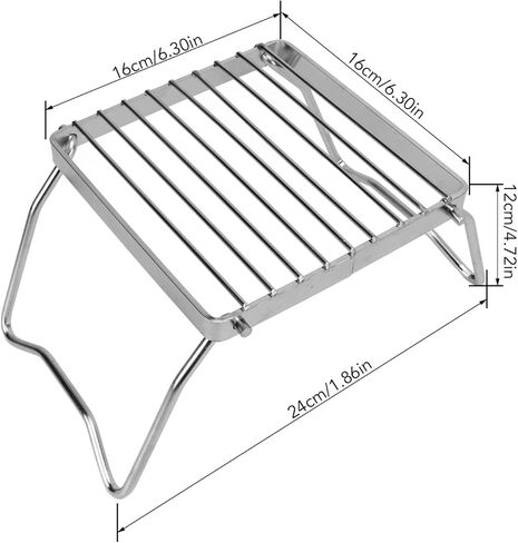 شواية نار المخيمات القابلة للطي من VTOSEN، رف طبخ نار المخيم من الفولاذ المقاوم للصدأ، رف شبكي لموقد التخييم قابل للطي مع حقيبة، معدات طبخ متعددة الاستخدامات للشواء والنزهة والتخييم وحقائب الظهر in Kuwait