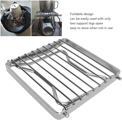 شواية نار المخيمات القابلة للطي من VTOSEN، رف طبخ نار المخيم من الفولاذ المقاوم للصدأ، رف شبكي لموقد التخييم قابل للطي مع حقيبة، معدات طبخ متعددة الاستخدامات للشواء والنزهة والتخييم وحقائب الظهر in Kuwait