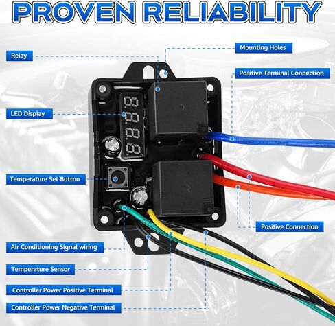 AUTOBABA Digital Radiator Fan Controller Swith 12V and 24V, Adjustable Temperature Range Dual Electric Fan Controller Thermatic Fan Switch Kit Replace # 0444 DC0444 in Saudi Arabia
