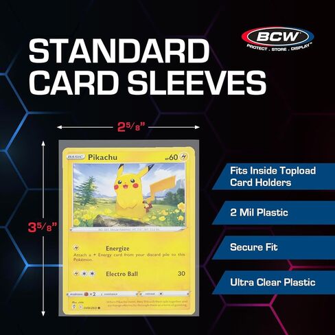 BCW Standard Card Sleeves - 1000 Pack - 2-5/8" x 3-5/8" | Crystal Clear Acid-Free | Trading Card Penny Sleeves for Baseball, Basketball, Football, Hockey, Pokemon, MTG, and More in Saudi Arabia