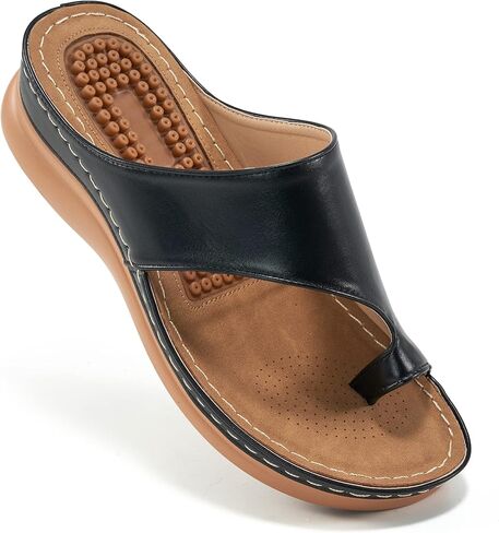 Aomigoct Womens Comfort Wedge Sandals: Soft Cushion & Orthopedic for All-Day Walking - Non-Slip 1.96" Heel for Stability - for Comfort Seekers in Saudi Arabia