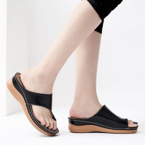 Aomigoct Womens Comfort Wedge Sandals: Soft Cushion & Orthopedic for All-Day Walking - Non-Slip 1.96" Heel for Stability - for Comfort Seekers in Saudi Arabia