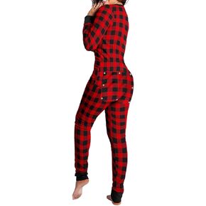 Women Printed Valentine's Day Pajama Jumpsuit Rompers Long Sleeve Button Down One Piece Sleepwear Holiday Family Pjs in Kuwait