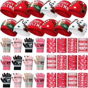 36 Pcs Christmas Winter Warmer Set Hats Gloves Neck Warmers Combo Pack Men Women Homeless Care Package Supplies Xmas Pattern Knitted Beanie Gloves Neck Warmers Bulk Charity Donation Gift in Saudi Arabia