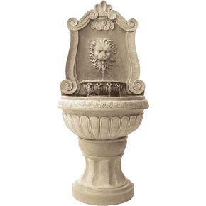 Xbrand 52.4" Sandstone Lion Head Floor Fountain, Two-Tier Outdoor Water Feature, Durable Resin Construction in Kuwait