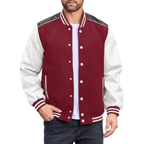 COOFANDY Mens Varsity Jacket Casual Leather Sleeve Baseball Letterman Bomber Jacket Coat in Saudi Arabia