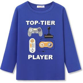 Crewneck T-Shirt for Boys - Trendy Long Sleeve Pullover Soft Tops Size 6-18 in Saudi Arabia