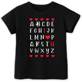 Toddler Boys Valentine Shirt for Girls Kids, Love T-Rex Dinosaur Alphabet ABC I Love You Heart T Shirt Cotton Blend,4-7T in Kuwait