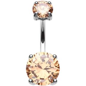 Cubic Zirconia Gem Prong Sparkle Belly Button Ring in Saudi Arabia