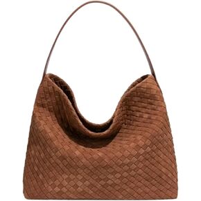 Woven Suede Tote Bag for Women Faux Suede Hobo Bag Slouchy Shoulder Bag Soft Woven Handbag in Saudi Arabia