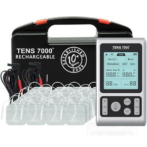 TENS 7000 Rechargeable TENS Unit Muscle Stimulator, Includes 16 TENS Unit Pads, Pain Relief Device, Clinical Strength TENS Machine for Effective Back Pain Relief, Nerve Pain Relief, Muscle Pain Relief in Kuwait