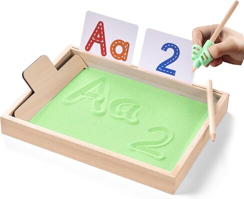 صينية رمل مونتيسوري للأطفال، صينية رمل للعب الكتابة مع غطاء للتدريب على كتابة الحروف والأرقام في الفصل الدراسي in Kuwait