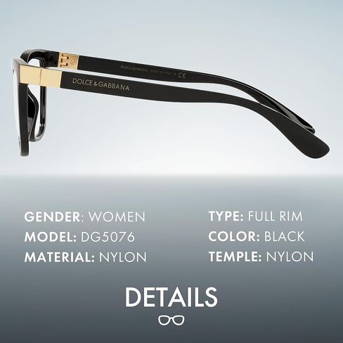 DOLCE & GABBANA DG5076 Cat Eye Shape Lettering Logo Acetate Eyeglasses with Luxury Eyewear Kit in Kuwait