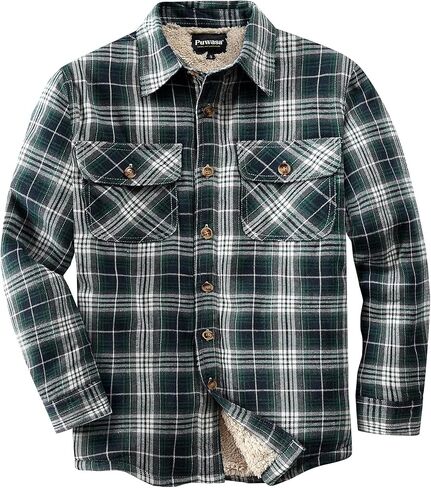 Men's Sherpa Lined Cotton Flannel Shirt Jacket Button Down Long Sleeve Fleece Jacket for Men in Saudi Arabia