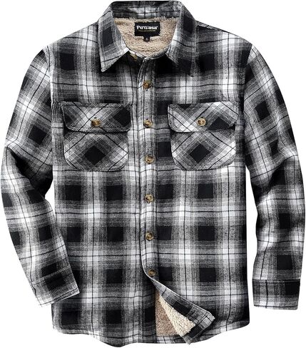 Men's Sherpa Lined Cotton Flannel Shirt Jacket Button Down Long Sleeve Fleece Jacket for Men in Saudi Arabia