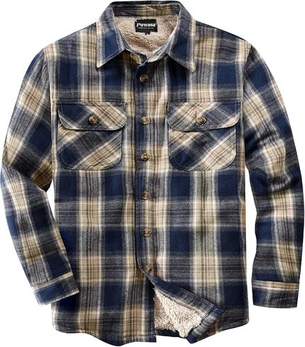 Men's Sherpa Lined Cotton Flannel Shirt Jacket Button Down Long Sleeve Fleece Jacket for Men in Saudi Arabia