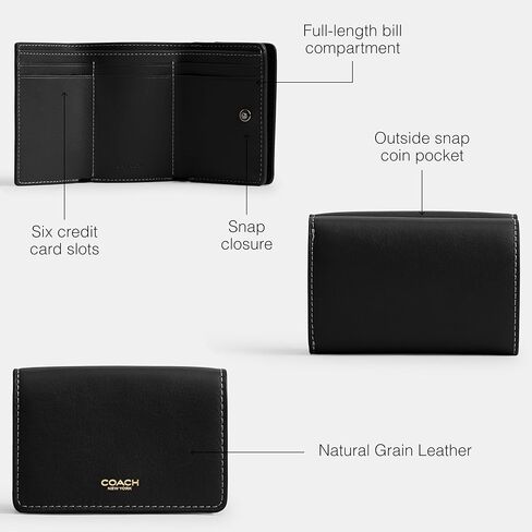 Trifold Coin Wallet in Natural Full-Grain Leather in Saudi Arabia