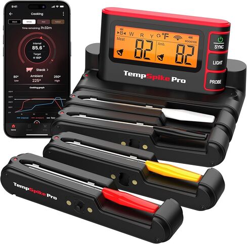 TempSpike WiFi Bluetooth Wireless Meat Thermometer Digital,Unlimited Range,Detachable Thiner Meat Probe & Standalone Base,1050°F Heat Resistance,Food Thermometer for Cooking Grilling BBQ Gifts for Men in Saudi Arabia