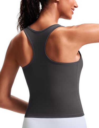 Smooth Workout Tops for Women Yoga Racerback Longline Padded Workout Tank Tops with Built in Bra in Kuwait