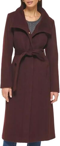 Cole Haan womens Long Sleeve Formal Slick Wool Zip Up Coat in Saudi Arabia