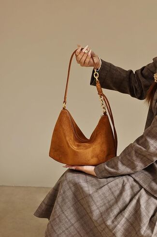 Small Shoulder bag For Women Faux Suede Handbag Soft Hobo Cute Crossbody with Adjustable Strap in Saudi Arabia