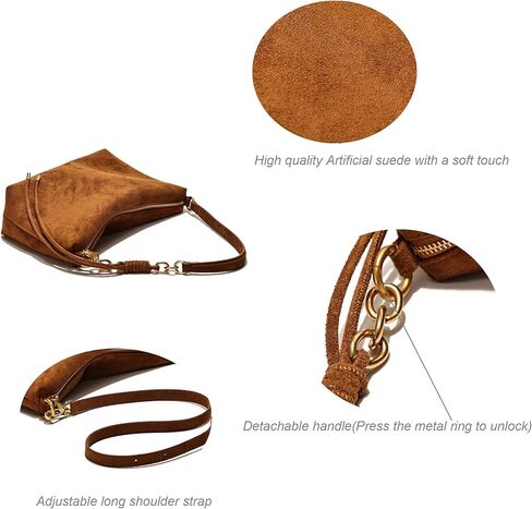 Small Shoulder bag For Women Faux Suede Handbag Soft Hobo Cute Crossbody with Adjustable Strap in Saudi Arabia