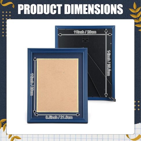 Ripeng 8.5 x 11 Wood Diploma Frame, Solid Wood Diploma Frames with Mat or Display 11x14 Certificates Without Mat, Tempered Glass Degree Document Frame for Rustic Finish with Gold Trim(Blue) in Saudi Arabia