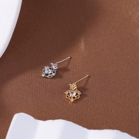 20G CZ Heart Dangle Nose Rings for Women 316L Surgical Steel Straight Post Nose Studs Dangling Nose Ring Nose Nostril Piercing Jewelry in Saudi Arabia