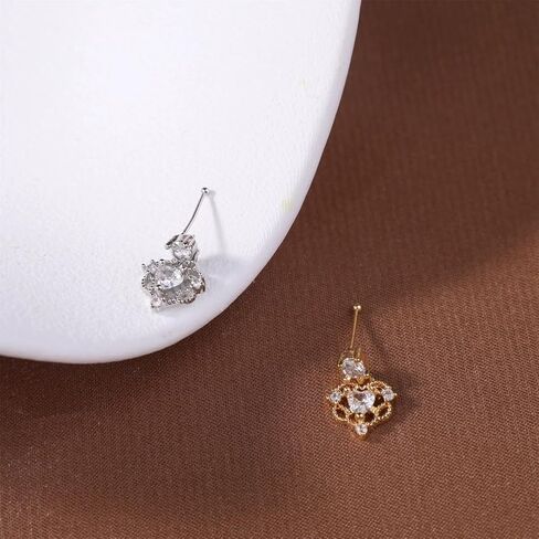 20G CZ Heart Dangle Nose Rings for Women 316L Surgical Steel Straight Post Nose Studs Dangling Nose Ring Nose Nostril Piercing Jewelry in Saudi Arabia